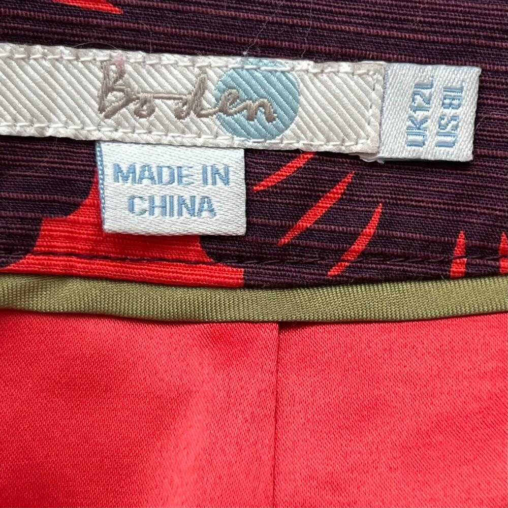 BODEN Red & wine Geometric flower Pencil Skirt professional preppy size 8L - Picture 8 of 8